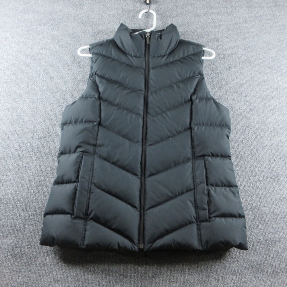 Lands End Vest Women S Black Goose Down Puffer Full Zip‎ Quilted Outdoors Ladies